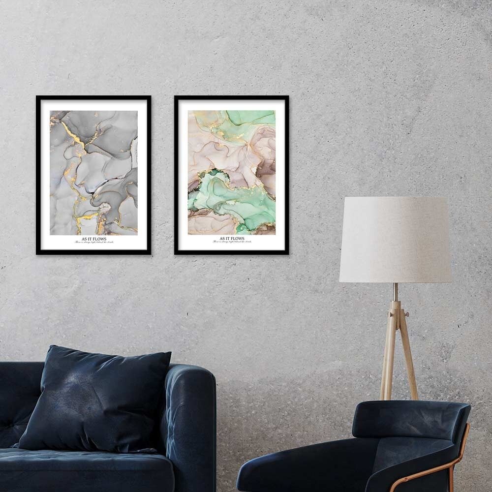 As it flows ポスター A4 A3 北欧 モダン 絵 ナチュラル 大理石 GRAY