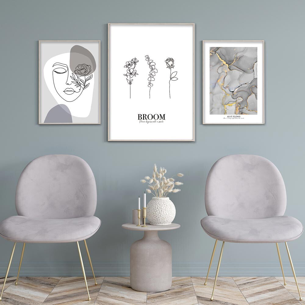 As it flows ポスター A4 A3 北欧 モダン 絵 ナチュラル 大理石 GRAY