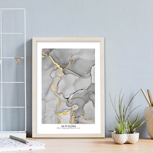 As it flows ポスター A4 A3 北欧 モダン 絵 ナチュラル 大理石 GRAY