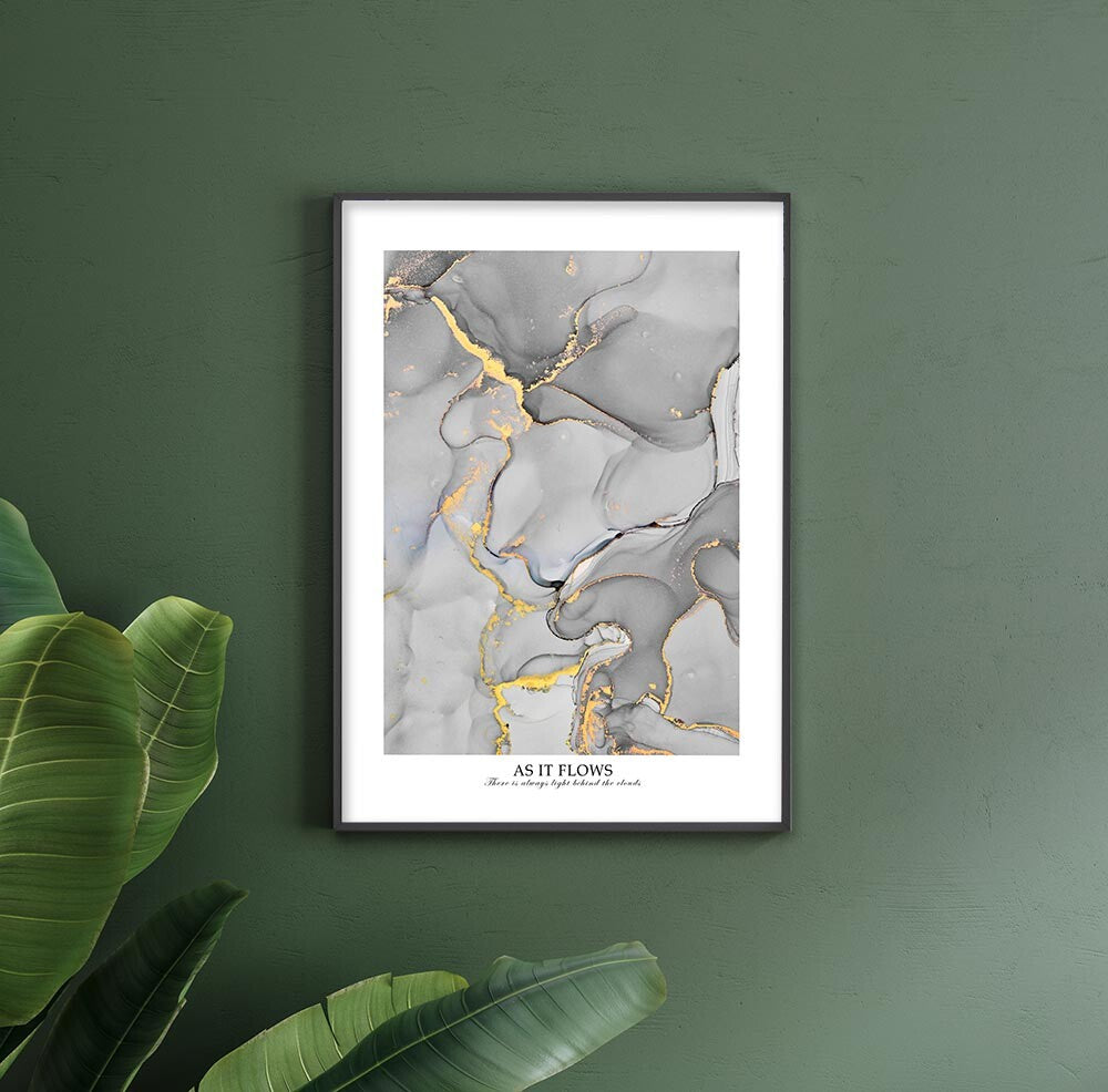 As it flows ポスター A4 A3 北欧 モダン 絵 ナチュラル 大理石 GRAY