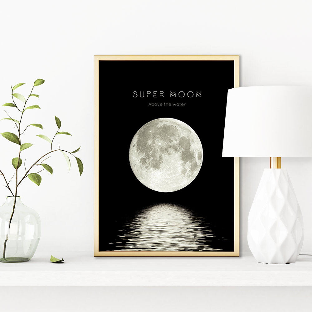 miim アートポスター SUPER MooN スーパームーン 月 満月 海 A3 A4 アートプリント 高級印画紙//PO48