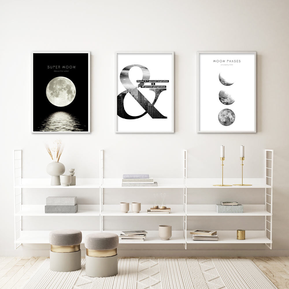 miim アートポスター SUPER MooN スーパームーン 月 満月 海 A3 A4 アートプリント 高級印画紙//PO48