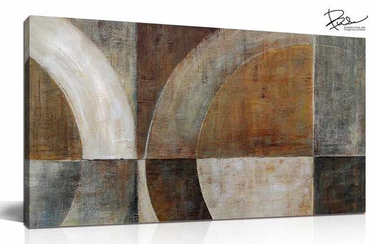 BWA118 アートパネル CIRCLE3 円の抽象 100x50cm 抽象画 ブラウン 幾何学 模様