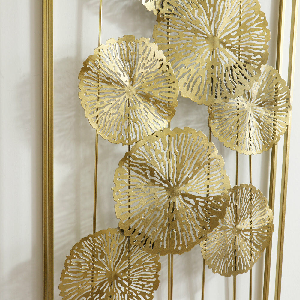 ウォールアートパネル　ロータス　ゴールド　壁掛け 壁飾り