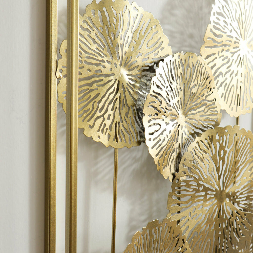 ウォールアートパネル　ロータス　ゴールド　壁掛け 壁飾り