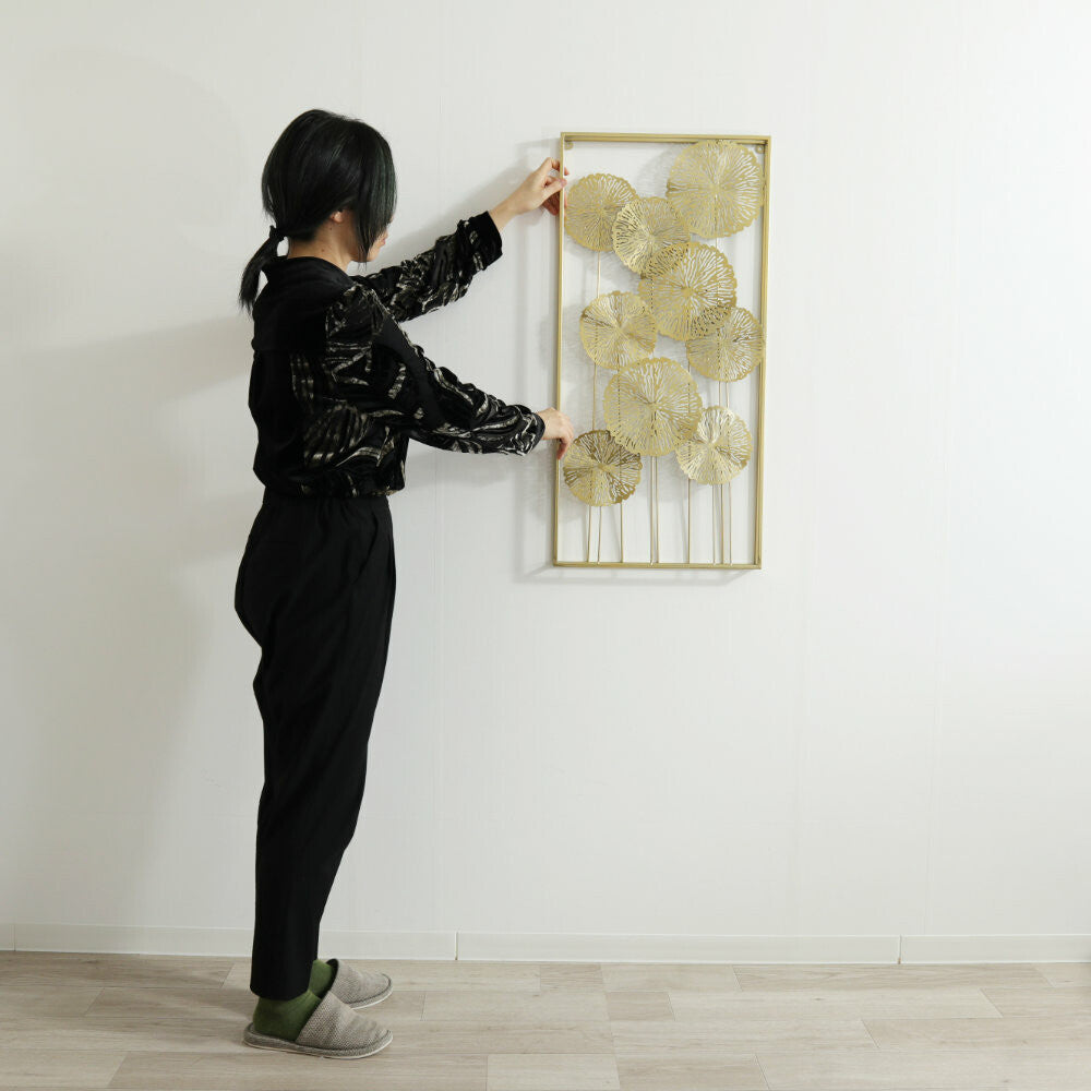 ウォールアートパネル　ロータス　ゴールド　壁掛け 壁飾り