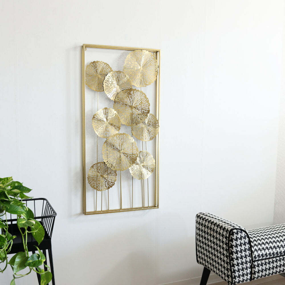 ウォールアートパネル　ロータス　ゴールド　壁掛け 壁飾り