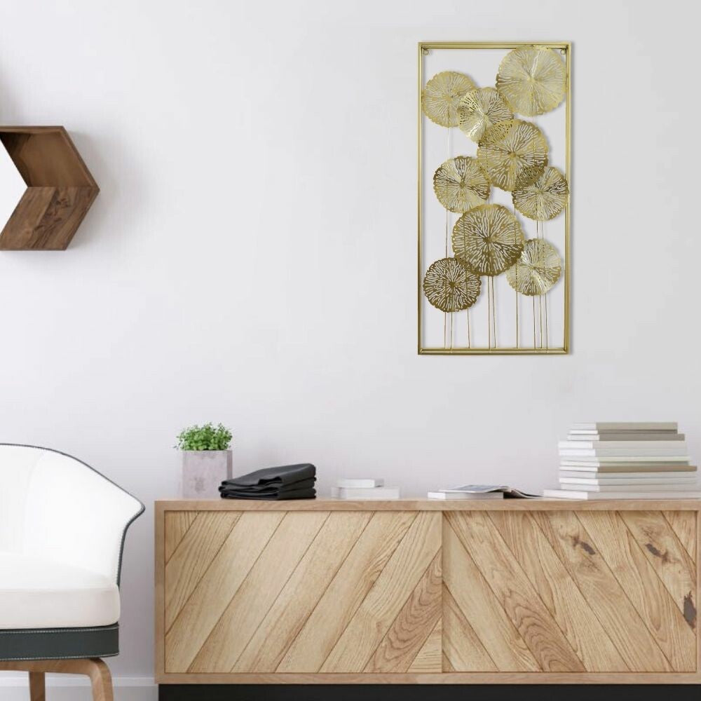 ウォールアートパネル　ロータス　ゴールド　壁掛け 壁飾り
