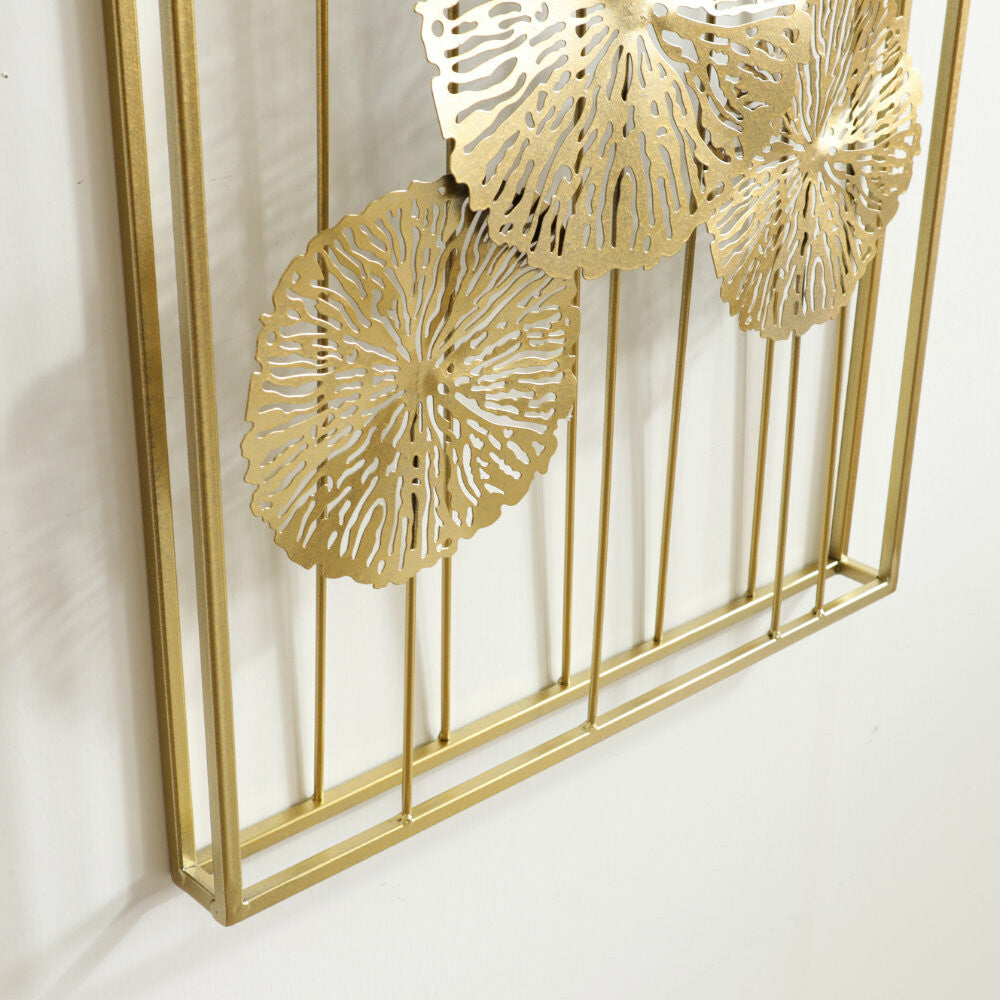 ウォールアートパネル　ロータス　ゴールド　壁掛け 壁飾り