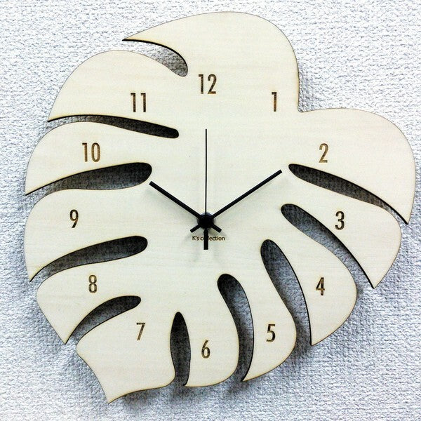 シルエットが可愛いハワイアン・アジアンテイストの掛け時計　Silhouette Clock（Monstera/モンステラ）