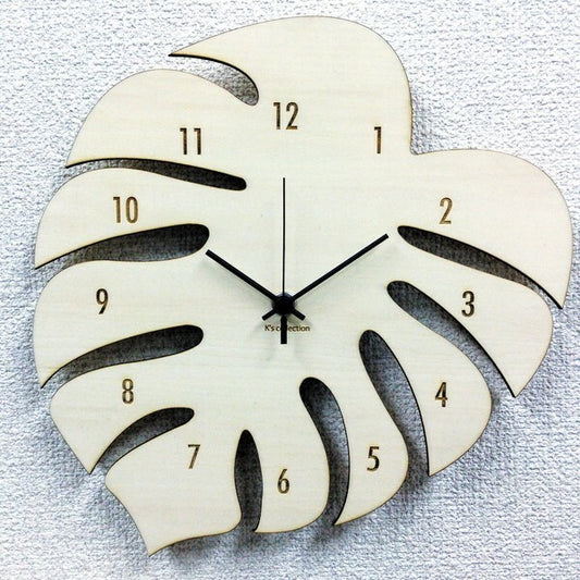 シルエットが可愛いハワイアン・アジアンテイストの掛け時計　Silhouette Clock（Monstera/モンステラ）