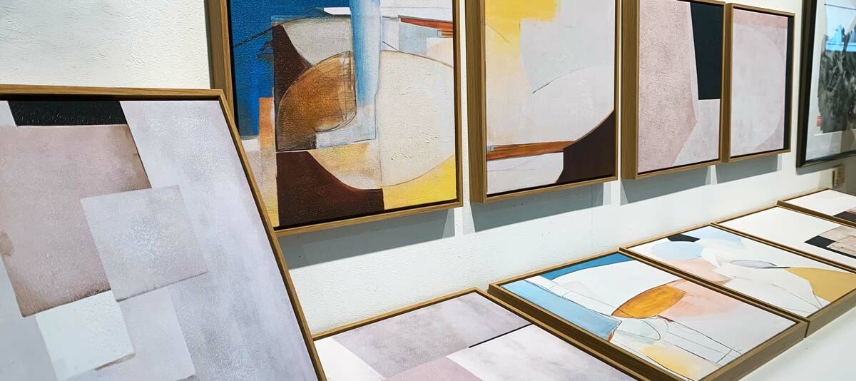 LUMIRA (ルミラ) デザインアート 32.5cm 正方形 アートパネル 北欧 シンプル モダン 絵 額付き ベージュ 青