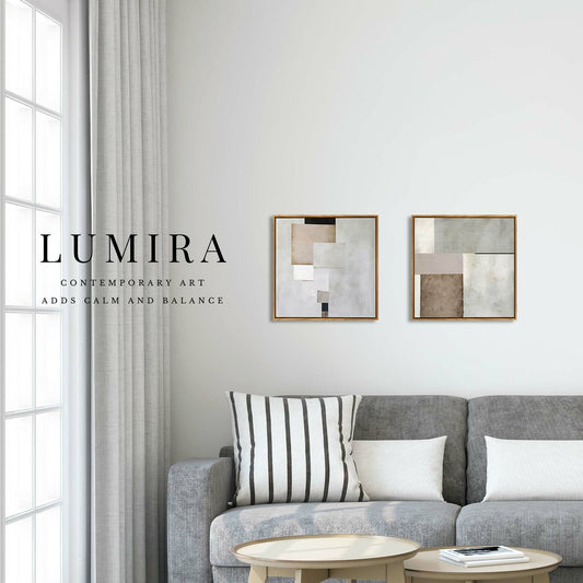 LUMIRA アートパネル 2枚1セット ミニマル モダン 北欧 韓国インテリア ジャパンディ グレー ベージュ