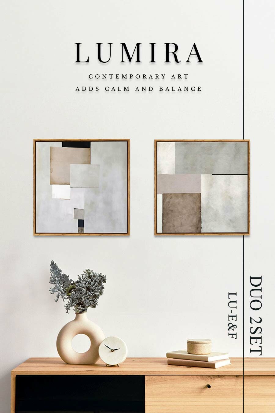 LUMIRA アートパネル 2枚1セット ミニマル モダン 北欧 韓国インテリア ジャパンディ グレー ベージュ