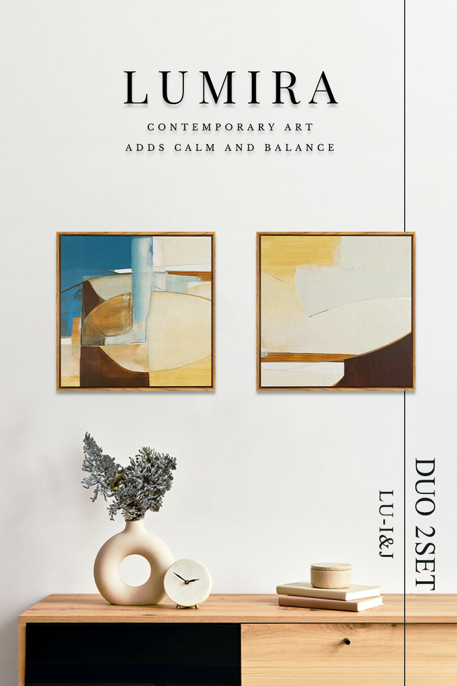 LUMIRA アートパネル 2枚1セット ミニマル モダン 北欧 韓国インテリア ジャパンディ グレー ベージュ 青