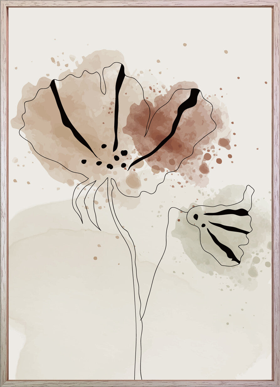 Line Art x Watercolor 315x435mm Flower IAA-53337