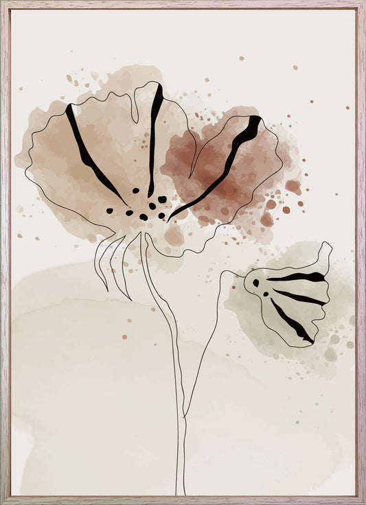 Line Art x Watercolor 315x435mm Flower IAA-53337