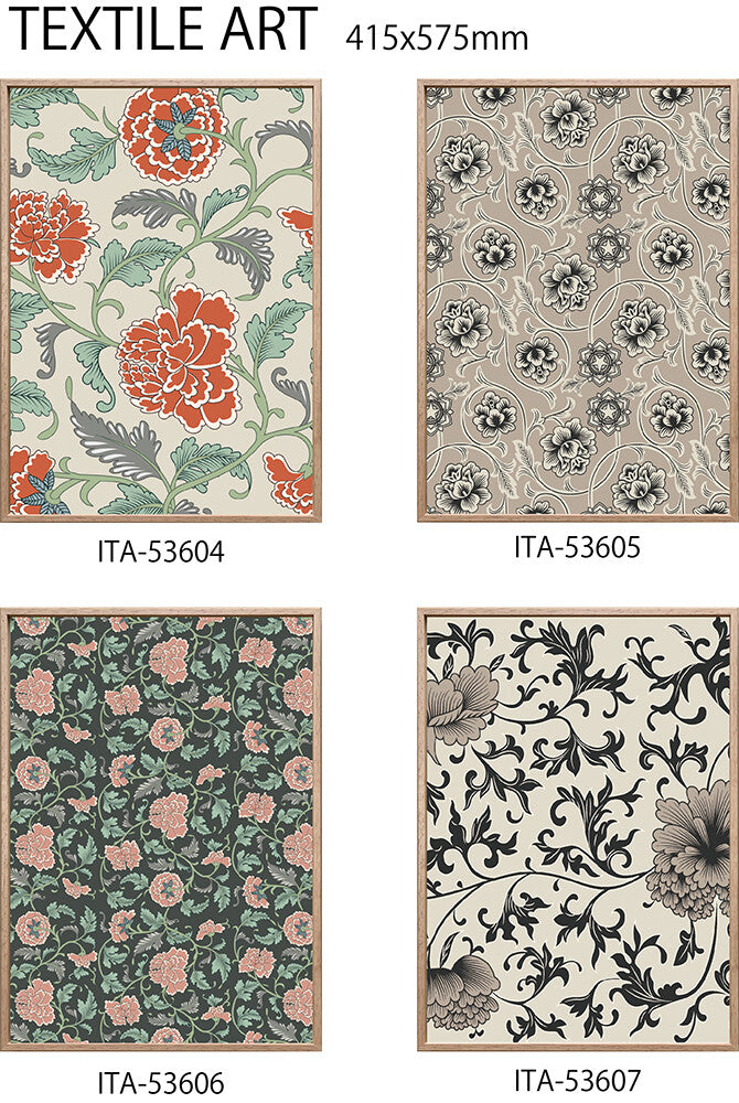 キャンバスパネル TEXTILE ART 415x575mm フラワーモチーフ ITA-53604