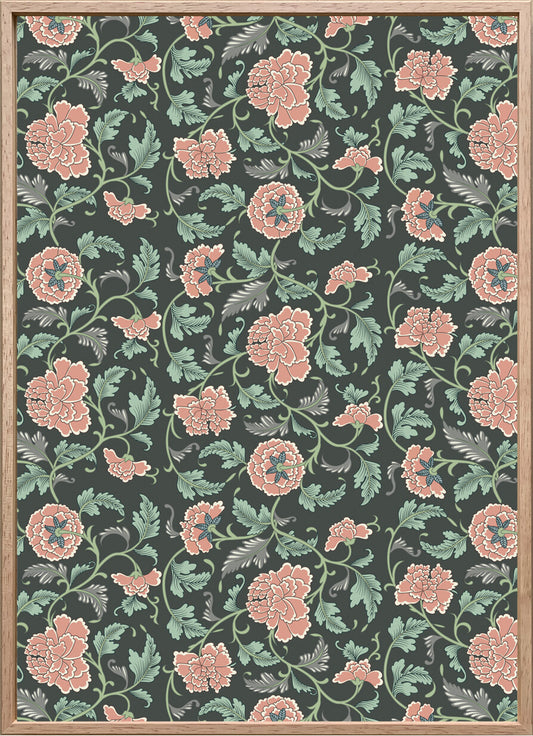 キャンバスパネル TEXTILE ART 415x575mm フラワーモチーフ ITA-53606