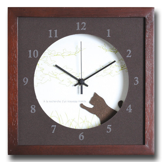 かわいい北欧テイストのインテリアクロック（時計）VerdureClock/Cat(ネコ・猫）