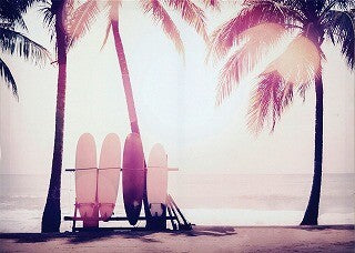 Carino Canvas Art Surfboard and palm tree キャンバスアート 700x500mm