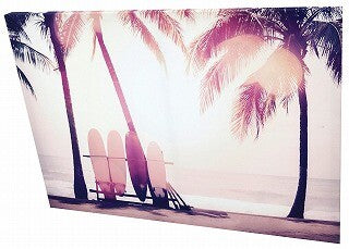 Carino Canvas Art Surfboard and palm tree キャンバスアート 700x500mm